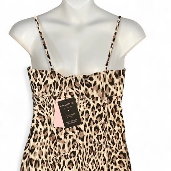 Avec Les Filles Leopard Print Mini Dress Jacket 2pc Set Sz 12 NWT Party Chic - Picture 10 of 13
